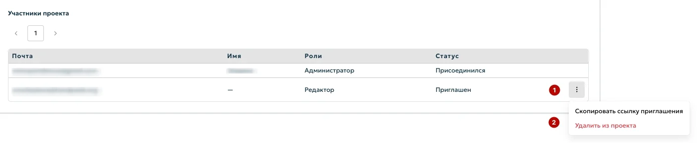 Управление участником